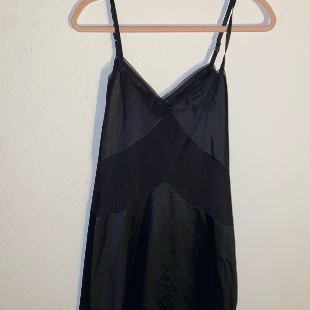 Vintage Vanity Fair Mesh Trim Black Bias Midi Coquette Fairy Slip Dress/Gown 8 - Picture 12 of 14